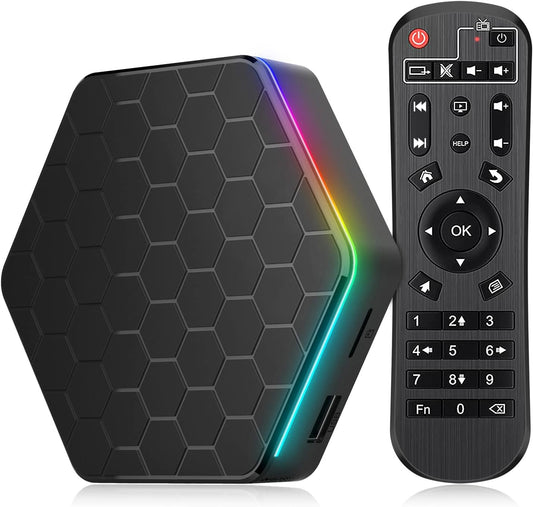 Android 12.0 TV Box, 6k/3D HD Tv Box H618 Quadcore 4GB RAM 32GB ROM 2.4G/5.0G Dual WiFi & BT 4.0, Android Box Support Multi-Lingual with LAN Ethernet 10/100M for Chat Movie Game etc.