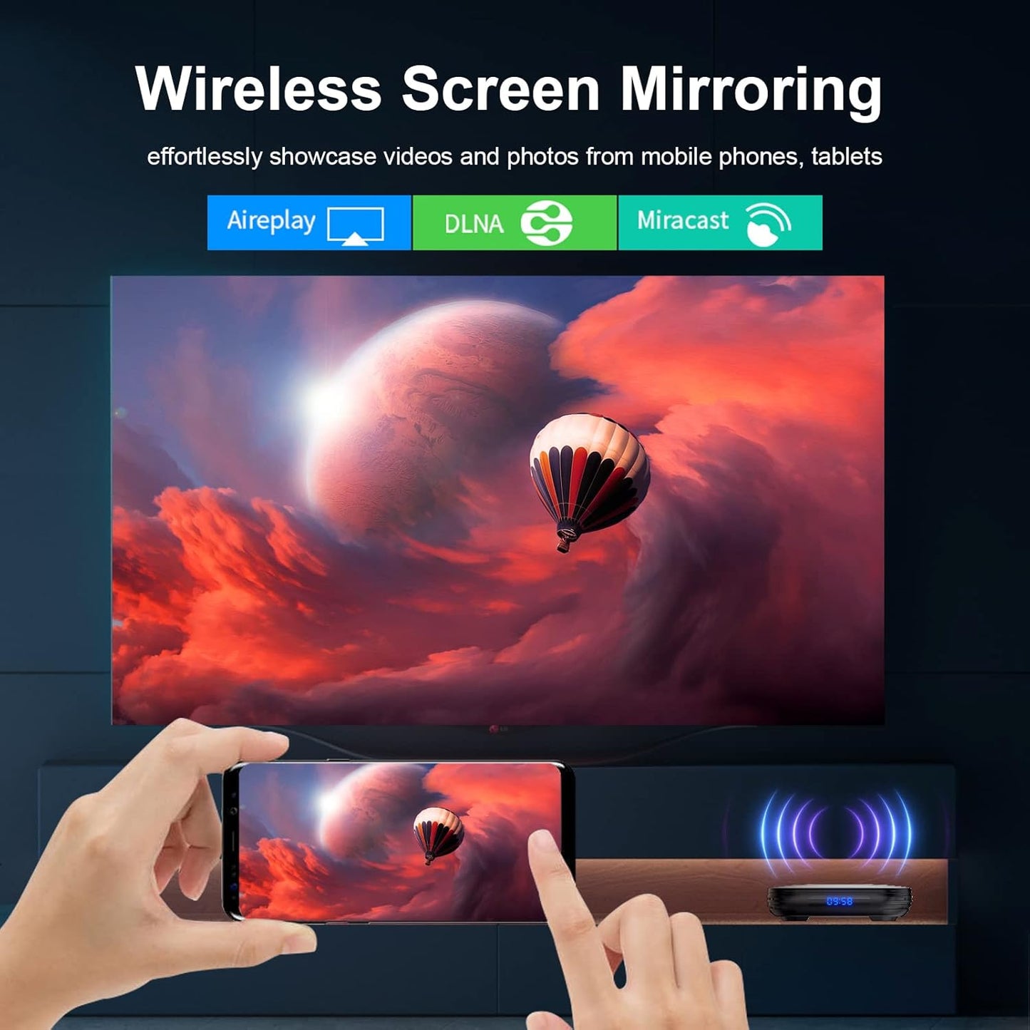 Android TV Box 12.0 2GB 16GB Support 8K Dual-WiFi 2.4G 5.8G TV Box Android H618 Chipset with HDR10 BT4.0 USB 2.0 3D Ethernet with Mini Backlit Keyboard